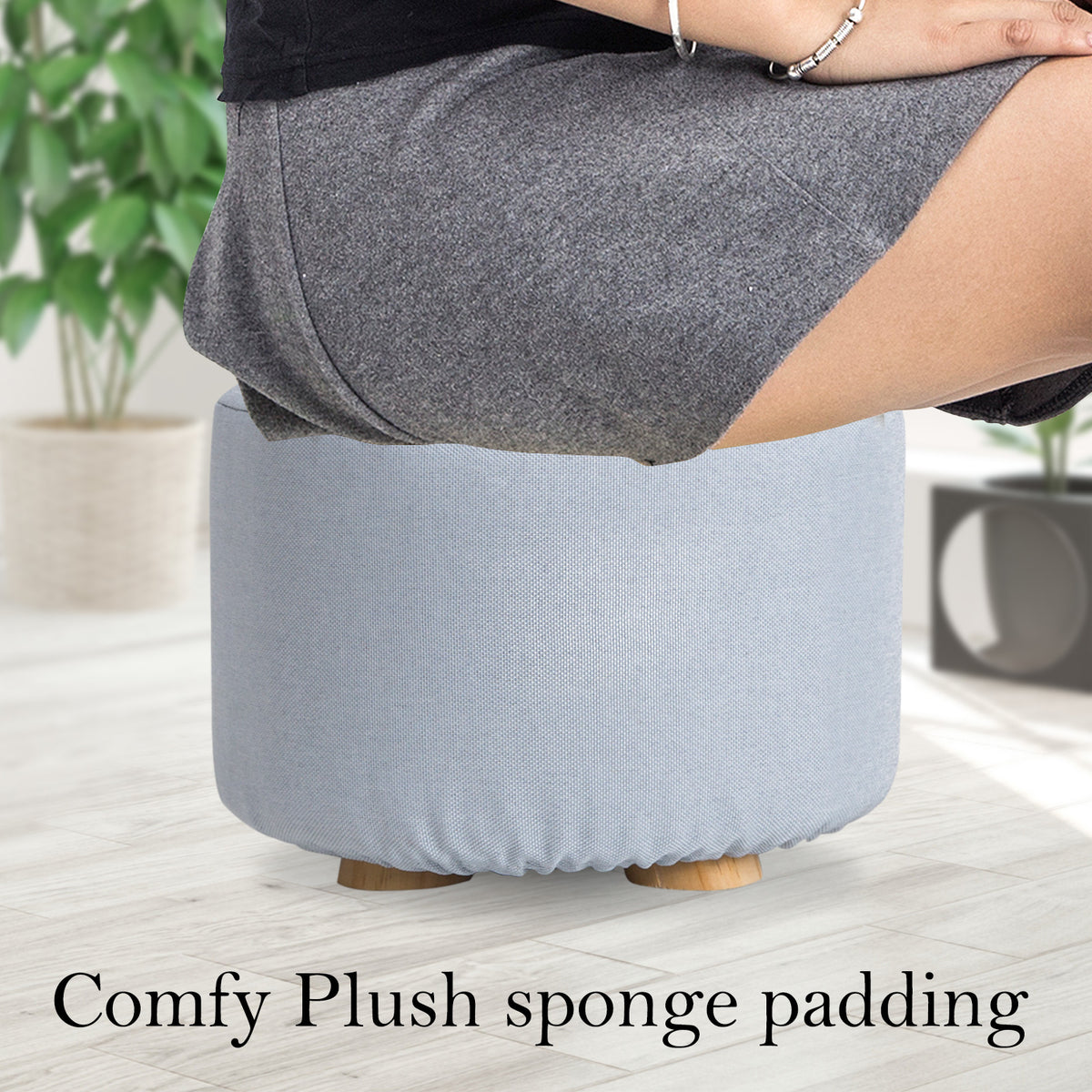 La Bella Round Upholstered Ottoman Footstool
