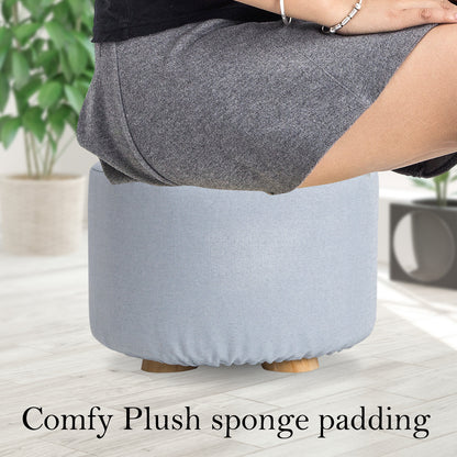 La Bella Round Upholstered Ottoman Footstool