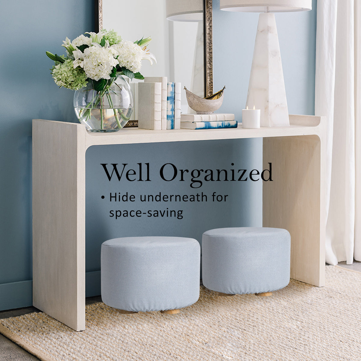 La Bella Round Upholstered Ottoman Footstool