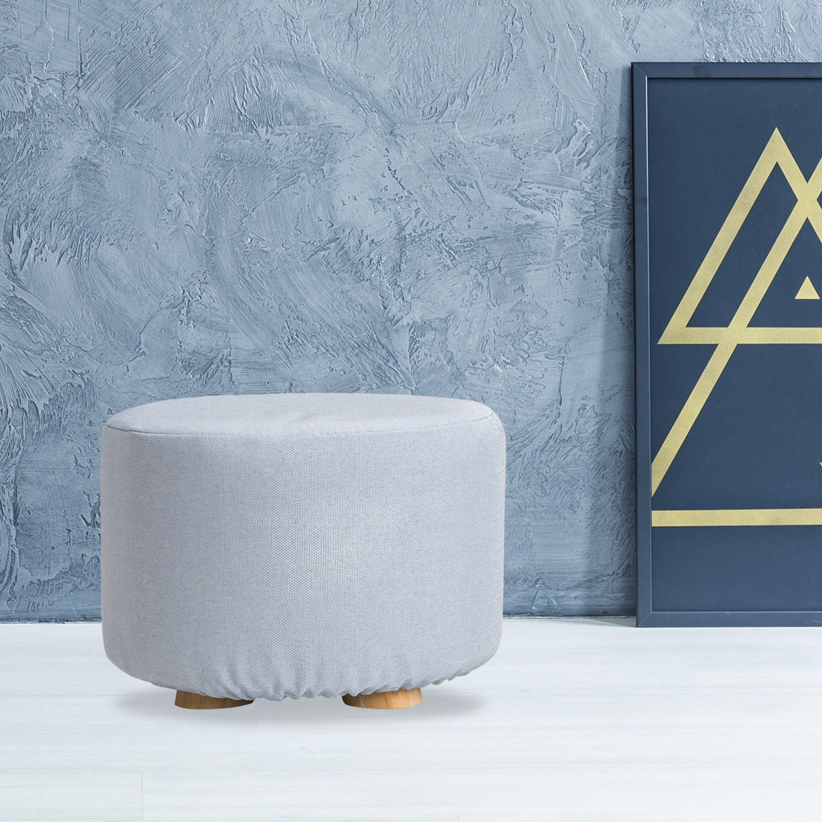 La Bella Round Upholstered Ottoman Footstool