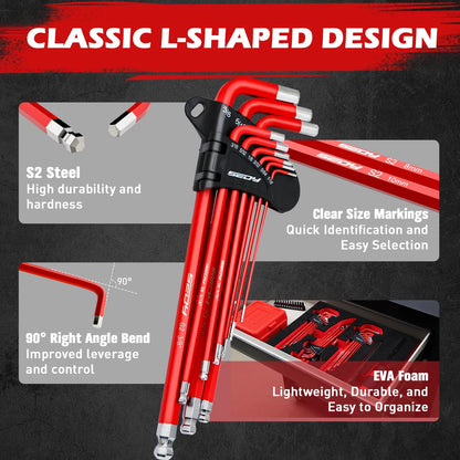 SEDY 30-Piece Hex & Torx Allen Key Set, Metric & SAE