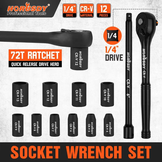 12-Piece 3/8-Inch Metric Socket Set with 72-Tooth Ratchet