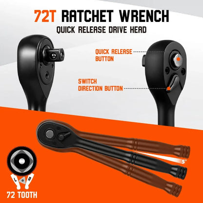 12-Piece 3/8-Inch Metric Socket Set with 72-Tooth Ratchet