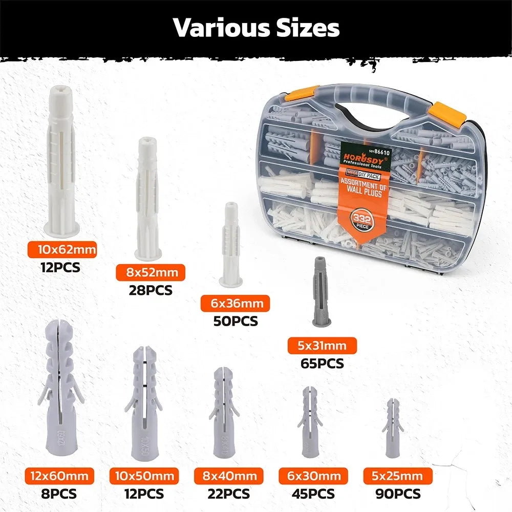 332-Piece Wall Anchor and Screw Kit with Storage Case