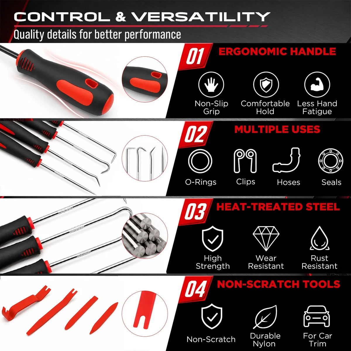 SEDY 15-Piece Auto Trim & Pick Tool Kit with LED Pickup