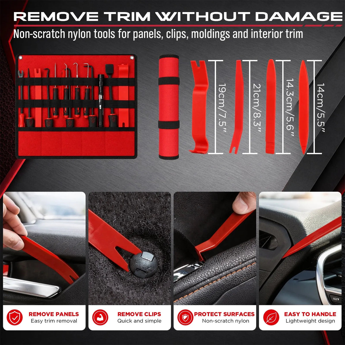SEDY 15-Piece Auto Trim & Pick Tool Kit with LED Pickup