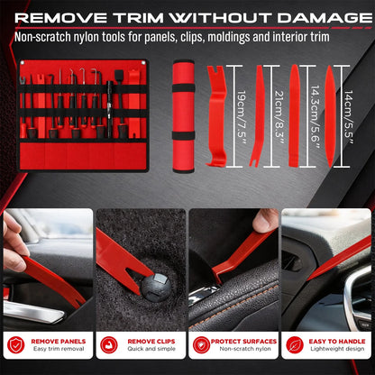 SEDY 15-Piece Auto Trim & Pick Tool Kit with LED Pickup