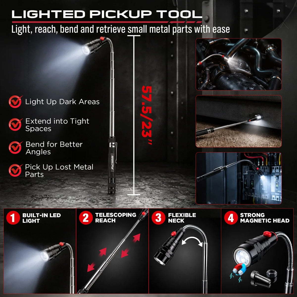 SEDY 15-Piece Auto Trim & Pick Tool Kit with LED Pickup