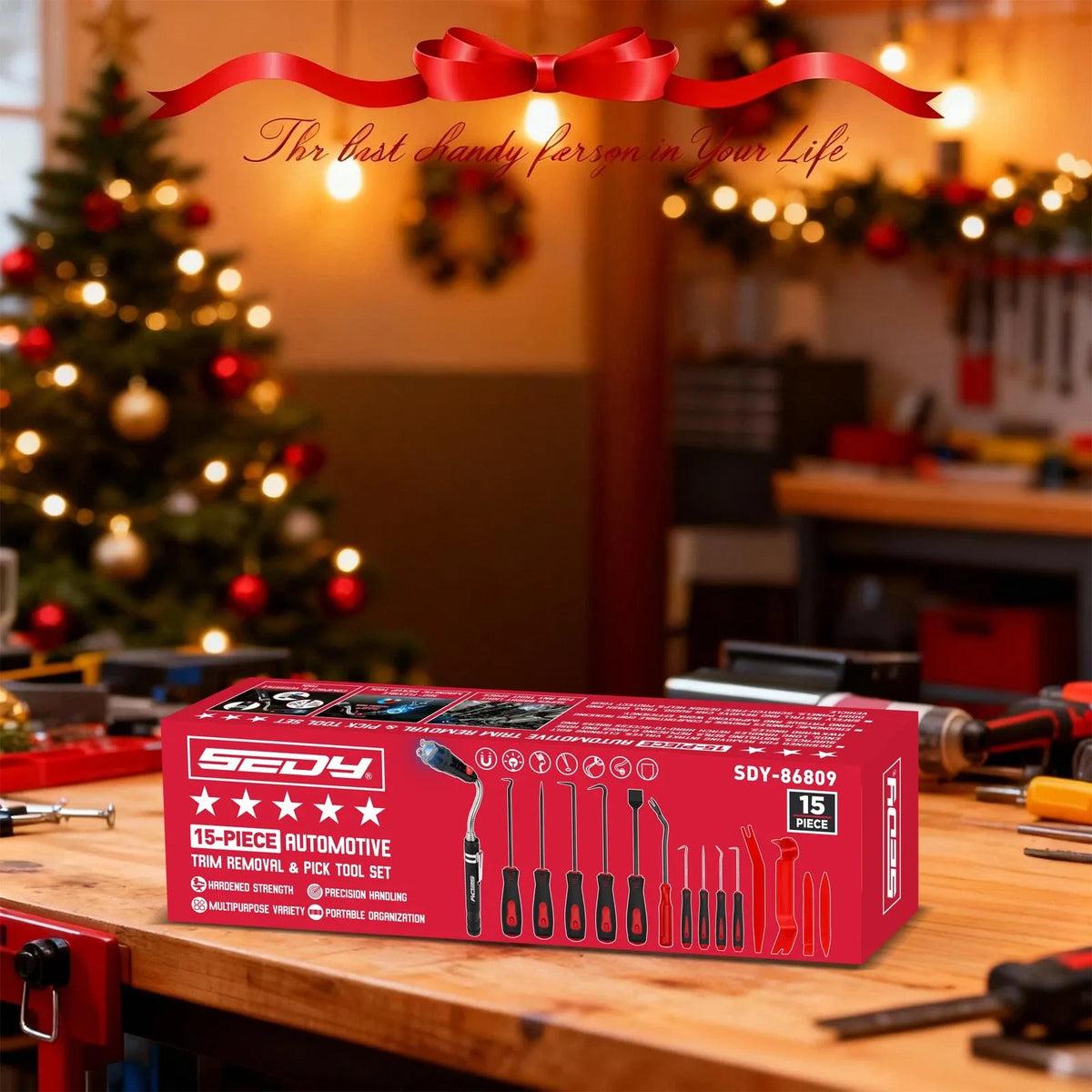 SEDY 15-Piece Auto Trim & Pick Tool Kit with LED Pickup