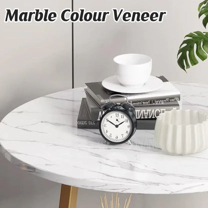 White Marble-Effect 2-Tier Round Side Table