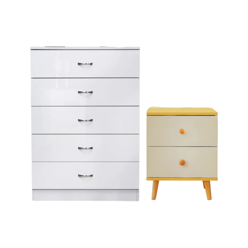 NNECN 5-Drawer Chest with Bedside Table