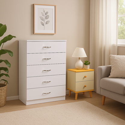 NNECN 5-Drawer Chest with Bedside Table