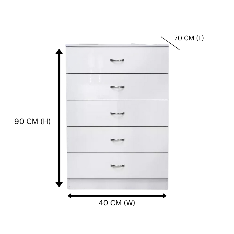 NNECN 5-Drawer Chest with Bedside Table