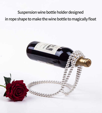 Luxury Floating Pearl Necklace Optical Illusion Wine Bottle Holder