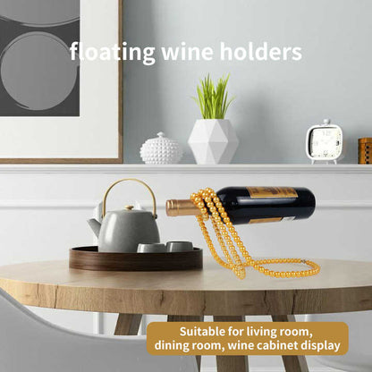 Luxury Floating Pearl Necklace Optical Illusion Wine Bottle Holder