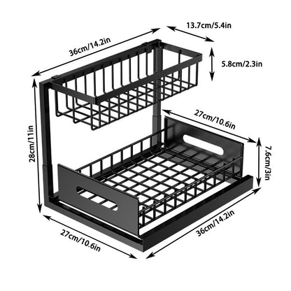 Heavy-Duty 2-Tier L-Shaped Pull-Out Under-Sink Cabinet Organizer