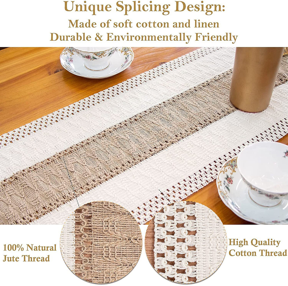 White-Green Bohemian Woven Dining Mat with Tassels(30X50CM) - Wrinkle-Resistant Striped Placemat for Wedding, Holiday & Outdoor Party