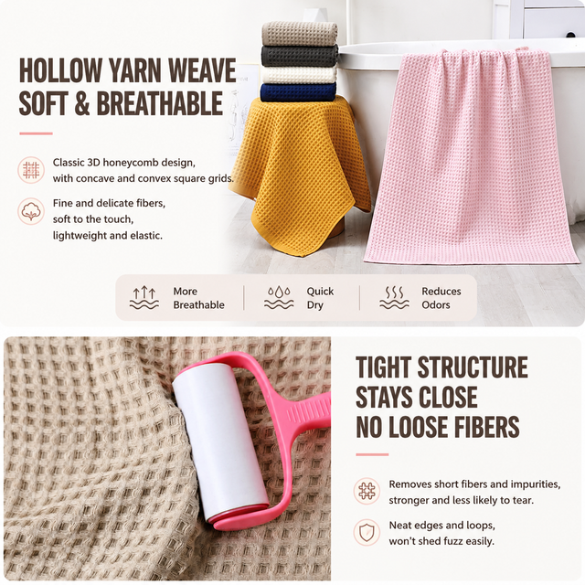Luxury 5-Piece Waffle Weave 100% Cotton Quick-Dry Towel Set