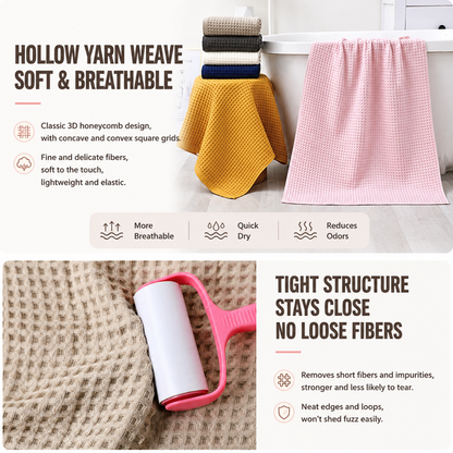 Luxury 5-Piece Waffle Weave 100% Cotton Quick-Dry Towel Set
