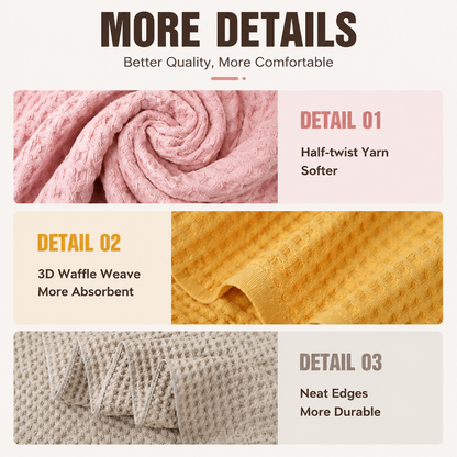 Luxury 5-Piece Waffle Weave 100% Cotton Quick-Dry Towel Set