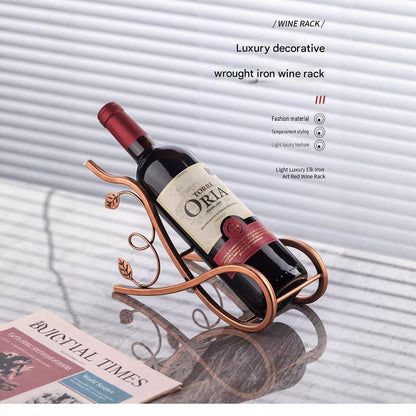 Artistic Leaf Countertop Decorative Metal Wine Bottle Holder