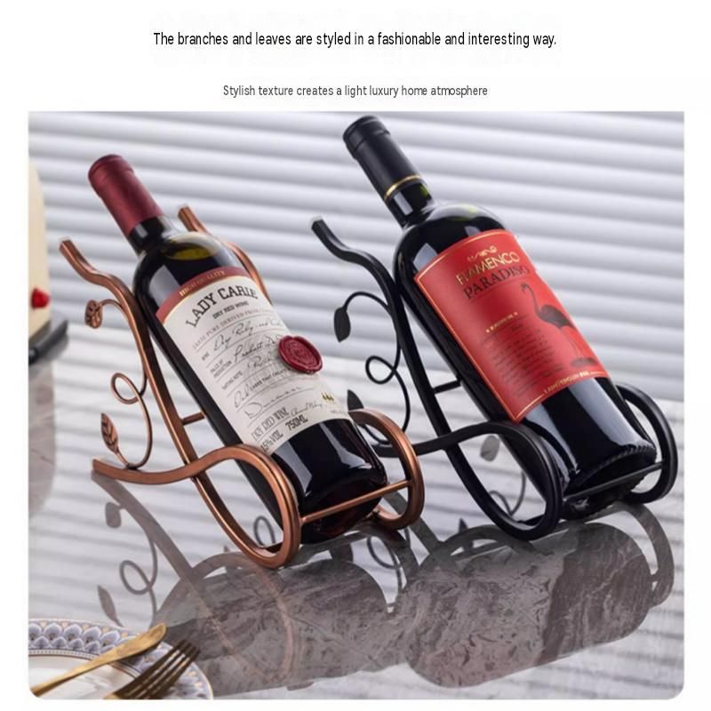 Artistic Leaf Countertop Decorative Metal Wine Bottle Holder