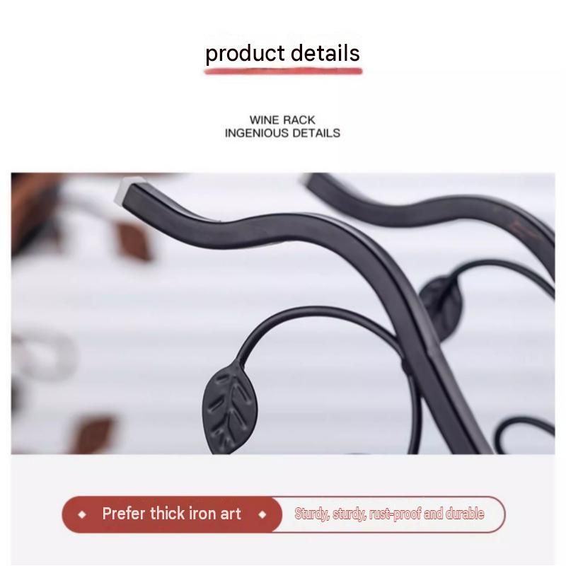 Rose gold Artistic Leaf Design Decorative Iron Wine Rack - Elegant Leaf Design Countertop Wine Bottle Holder, Stable Metal Wine Stand for Dining Table Kitchen Bar, Rust Resistant Home Decor Gift