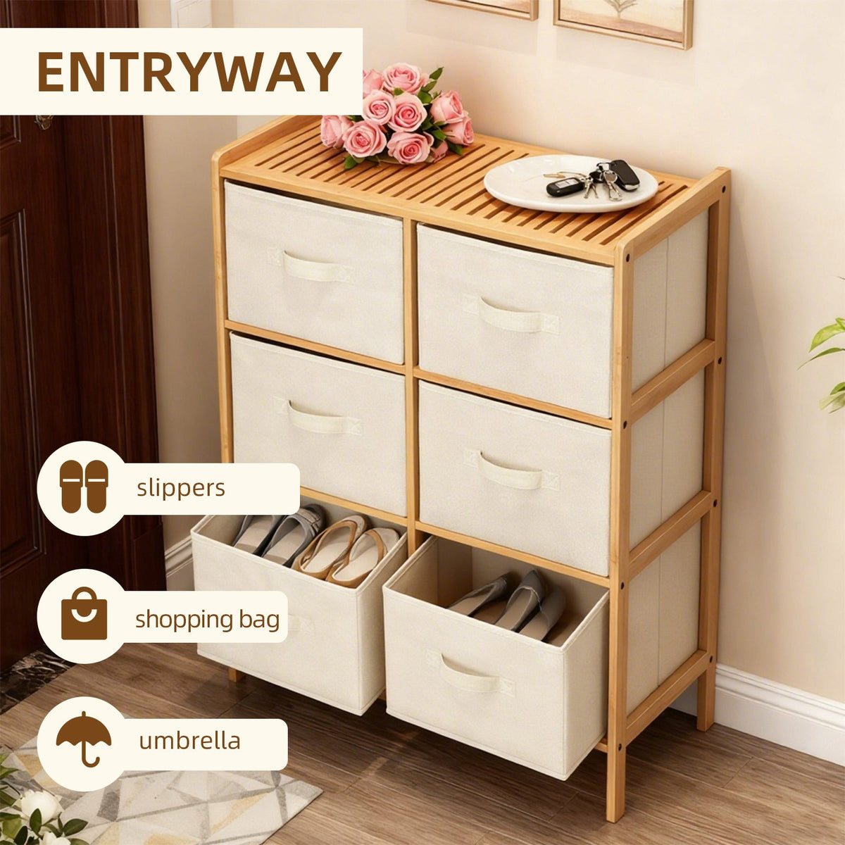6-Drawer Bamboo Storage Chest