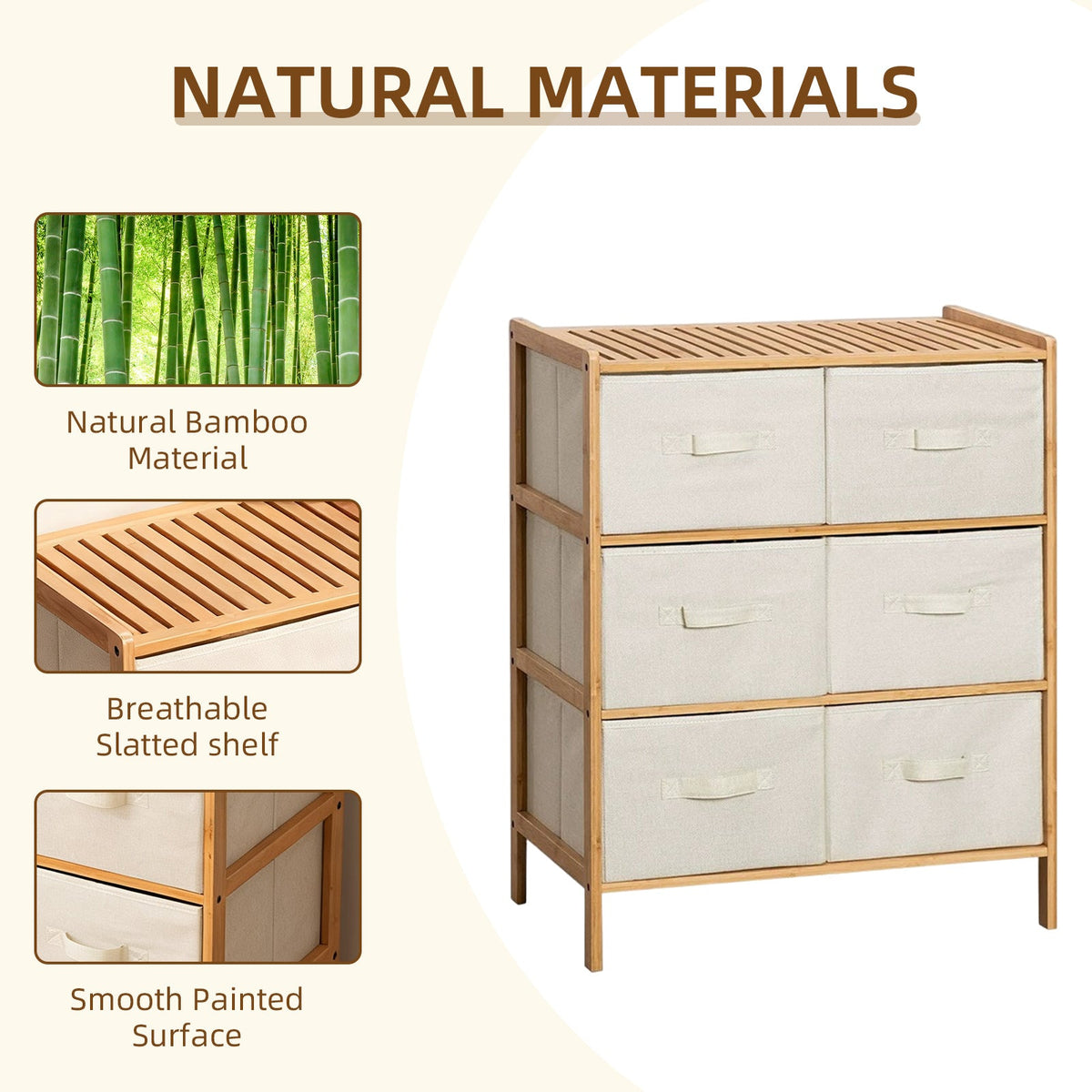 6-Drawer Bamboo Storage Chest