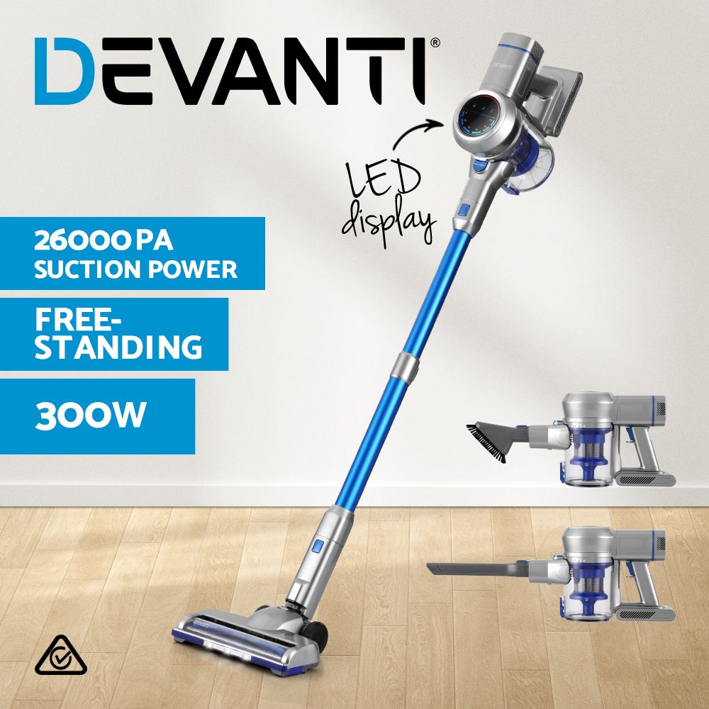 Devanti 300W Cordless Stick Vacuum with HEPA Filter - Blue