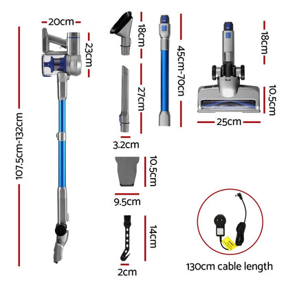Devanti 300W Cordless Stick Vacuum with HEPA Filter - Blue