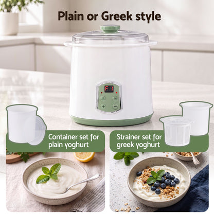 Devanti 2L Yoghurt Maker & Fermenter with Greek Yoghurt Strainer
