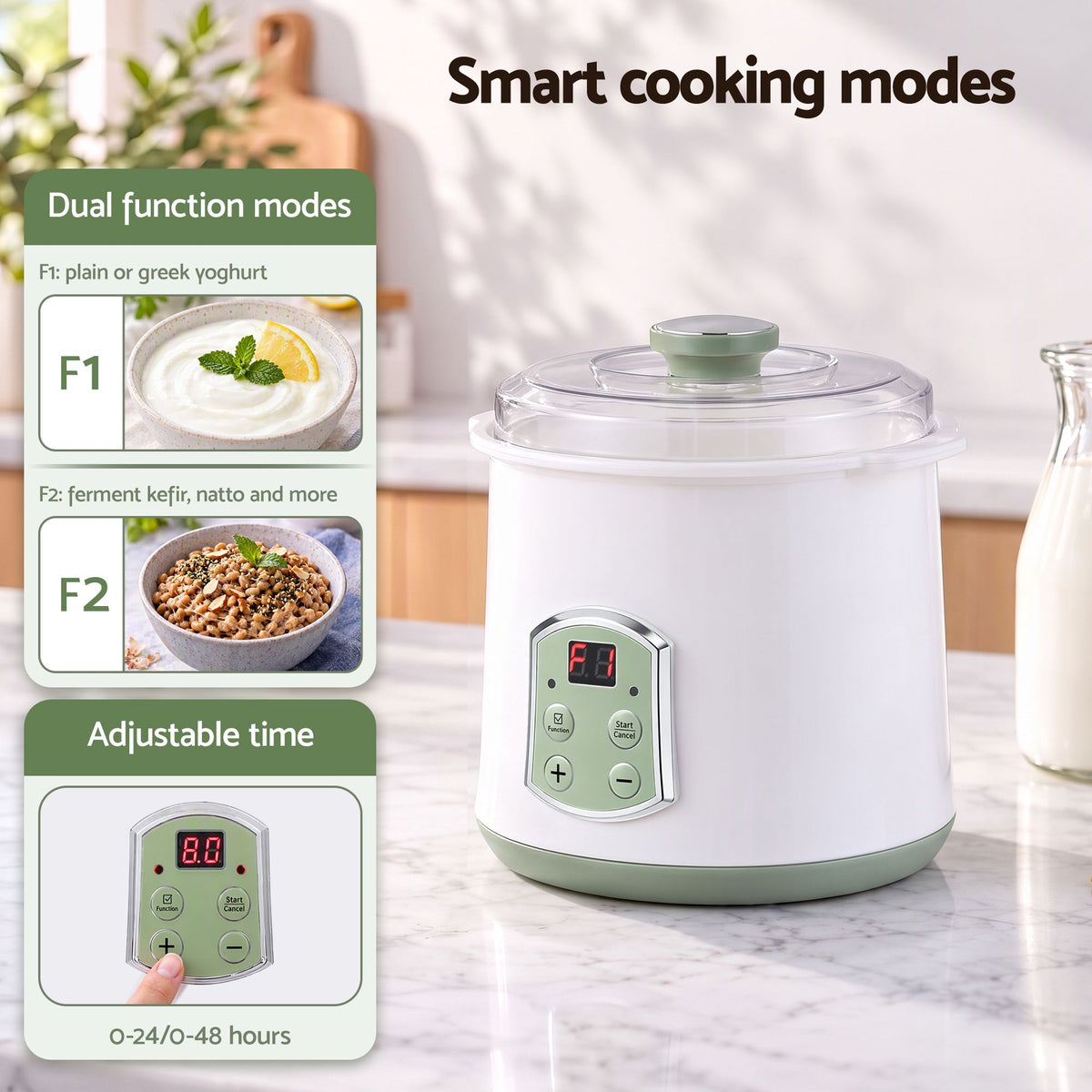Devanti 2L Yoghurt Maker & Fermenter with Greek Yoghurt Strainer